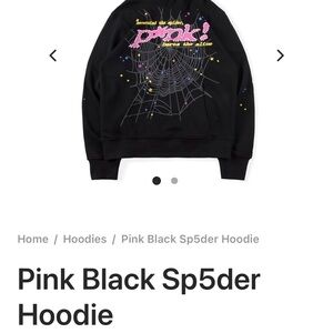 Sp5der Black Hoodie with Pink Accents